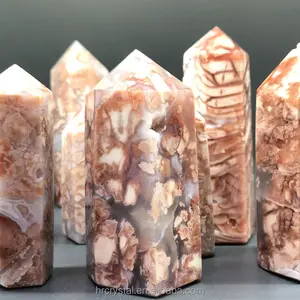 Hot sale healing crystals polished pink crazy lace agate crystal point tower for feng shui