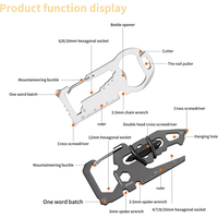 Bochen Acier au carbone 15 en 1 Mousqueton Porte-clés Multitool Décapsuleur Tournevis Clé hexagonale EDC Outils de poche Gadgets