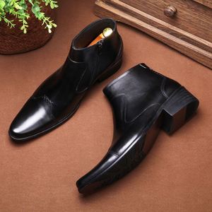 Zapatos de Invierno Negros para Hombre, Talla 37-44, Punta en Pico, Parte Superior de Cuero Genuino, Impermeables, Cierre de Gancho y Bucle, Alta Calidad - Product Image 2