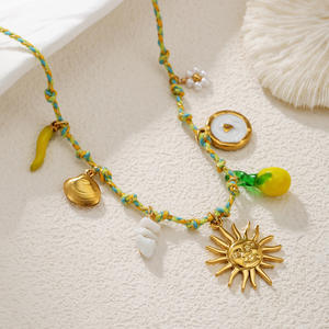 قلادة CAIOOCHE الأكثر مبيعًا لفصل الصيف بتصميم نجم البحر واللؤلؤ والقلب والسلاحف والشمس، سلسلة من الفولاذ المقاوم للصدأ - Product Image 6