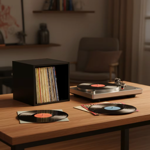 Cube et boîte <span class=keywords><strong>de</strong></span> <span class=keywords><strong>rangement</strong></span> pour disques vinyles pliables en <span class=keywords><strong>bois</strong></span> laqué classique, écologiques et personnalisables, avec une capacité <span class=keywords><strong>de</strong></span> 1 à 3 L - Product Image 4