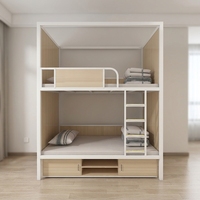 Lit superposé moderne en métal à deux niveaux pour appartement, hôtel, dortoir, école, chambre, loft, capsule de sommeil pour adultes