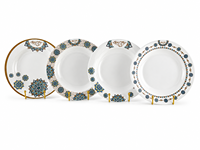 Assiette de service ronde décorative en mélamine de style arabe de luxe en gros, ensemble de vaisselle pour restaurant
