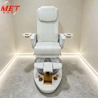 Fauteuil de pédicure électrique de luxe moderne pour salon de manucure avec base LED et base dorée, pompe de vidange intégrée, idéal pour salon de beauté
