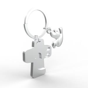 Chaud Élégant En Alliage De Zinc Pas Cher Croix Colombe Porte-clés Ringfor Souvenir - Product Image 4