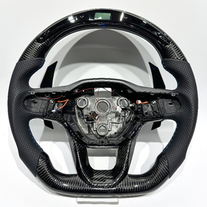 Volant sport en fibre de carbone noire avec LED, personnalisable sur mesure, directement de l'usine, compatible avec <span class=keywords><strong>Seat</strong></span> <span class=keywords><strong>Cupra</strong></span> <span class=keywords><strong>Leon</strong></span> MK3 - Product Image 1