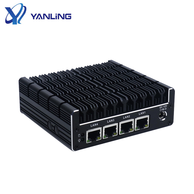 Fanless Mini Desktop PC Pfsense Firewall Nuc Computer with 4*1000M LAN Port Ubuntu Win10 Industrial Firewall Stock Available