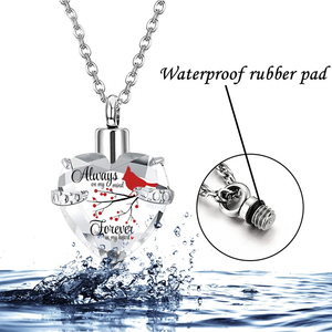 Joyería de cremación para cenizas, <span class=keywords><strong>siempre</strong></span> <span class=keywords><strong>en</strong></span> <span class=keywords><strong>mi</strong></span> mente Collar de urna conmemorativa con forma de corazón de pájaro pequeño Colgante de cristal Ceniza - Product Image 3