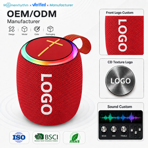 Altavoces portátiles para estantería, inalámbricos, estéreo, resistentes a la lluvia, con revestimiento textil, perfil circular, brillo ambiental, marca impresa para tienda - Product Image 1