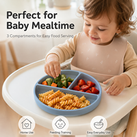 Ensemble de salle à manger en silicone pour enfants comprenant des assiettes, des bols et des cuillères-Autres fournitures d'alimentation pour bébés