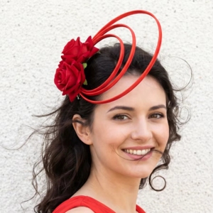 Élégant serre-tête fascinateur à boucle en spirale florale double rose pour femme, idéal pour courses hippiques, mariages et occasions spéciales - Product Image 5