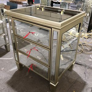 Factory Supply WXF-074 Golden Bedroom Furniture Luxury Nightstand With <strong>3</strong> <strong>Drawers</strong> Mirrored <strong>Bedside</strong> <strong>Table</strong> - Product Image 1