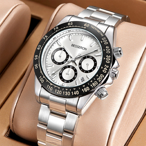 Relojes de negocios de cuarzo clásicos de acero inoxidable de alta calidad para hombre, muñequera de silicona de 20mm, resistente al agua, último diseño de moda - Product Image 1