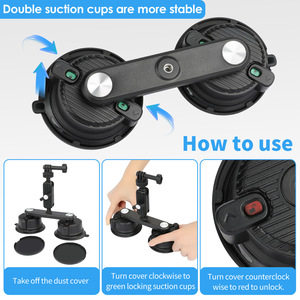 Kit de montaje en parabrisas de ventana de coche para cámaras de acción, ventosas triples, palo de Selfie de 47 pulgadas para Insta360 GoPro Max <span class=keywords><strong>DJI</strong></span> <span class=keywords><strong>Osmo</strong></span> - Product Image 4