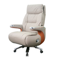 Chaise de bureau de direction ergonomique à dossier haut avec repose-pieds en cuir véritable, chaise pivotante moderne pour patron