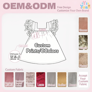 Vestido <span class=keywords><strong>de</strong></span> Verano para Bebés y Niños Pequeños, con Estampado Personalizado, Cuello Cuadrado Elegante, Volantes en Espiral <span class=keywords><strong>de</strong></span> Flamenco, Manga Campana, Holgado, Transpirable, ODM - Product Image 2