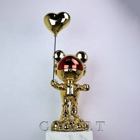 Statue de bureau créative en forme d'ours de dessin animé, robot peint, collection Pop Art, sculpture de luxe, ornement de table pour salon