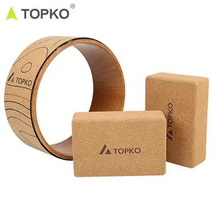 Topko conjunto de borracha de cortiça, roda de exercício, rolo traseiro, roda de yoga, conjunto de bloco