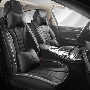 Funda universal de lujo de piel sintética para asiento de coche, juego completo de <span class=keywords><strong>5</strong></span> <span class=keywords><strong>plazas</strong></span> con cojines delanteros y traseros impermeables para modelos Golf y Atlas - Product Image 2