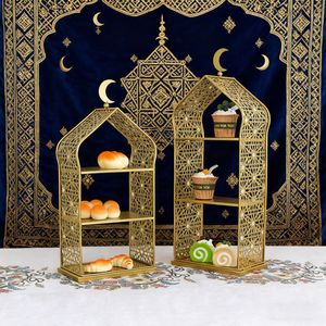 Nuova Decorazione da Tavolo Islamica per il Ramadan, Portafrutta a Forma di Campana, Supporto in Metallo per Torte e Dessert a Forma di Moschea - Product Image 6