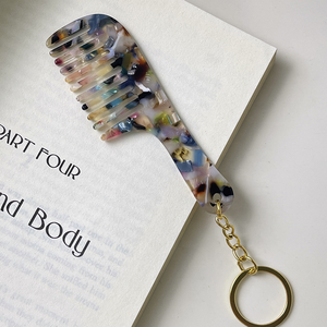 Logo Travel Cute Women Eco-Friendly Durable Zinc Alloy Tortoise <b>Shell</b> Marble Acrylic Wide Tooth Mini Pendant Keychain Pocket - Product Image 6