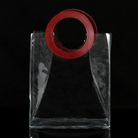 Sac à main à poignée ronde en PVC transparent en trois dimensions, sac de shopping en plastique étanche, sac cadeau logo imprimable