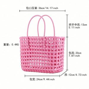 Bolsos de Mano de PVC Tejido para Mujer, Coloridos, Impermeables, para la Playa, Compras, Verano - Product Image 6