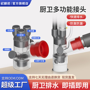 Washing Machine Drain Tee 84.5mm Cylindrical Easy Installation For Balcony Dryer Sink Anti-Odor Connector - Product Image 5