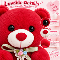 Ours en peluche personnalisé rouge brun rose avec nœud en ruban et pendentif LOVE, jouet en peluche câlin pour cadeau romantique