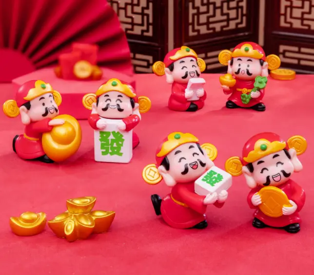 2024 estilo chino adornos del zodiaco de la suerte Año nuevo Dios de la riqueza estatua muñeca Feng Shu estatuilla escultura juguete artesanía regalos conjuntos