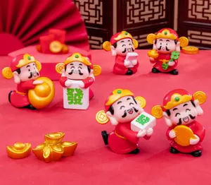 2024年中国風ラッキー干支装飾品新年の富の神像人形風水置物彫刻おもちゃクラフトギフトセット