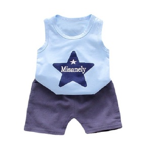 Tenues pour tout-petits, vêtements pour enfants, ensembles de pantalons en coton pour bébés garçons avec imprimé étoile de Chine - Product Image 1