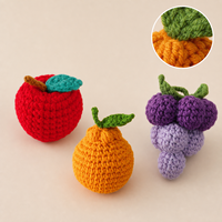 Handgemaakte gehaakte fruitcharms, gebreide miniatuur voedselspeelgoedjes voor thuisdecoratie en cadeaus