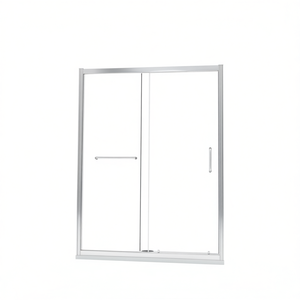 Puerta Corredera Simple para Ducha, 48 x 72 Pulgadas, Marco Cromado, Rectangular, Diseño Minimalista - Product Image 1