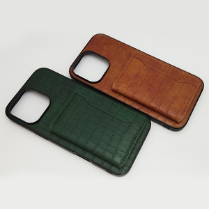 Funda para <span class=keywords><strong>iPhone</strong></span> con Ranuras para Tarjetas, Diseño de Piel de Cocodrilo, Función de Soporte, Disponible para Varios Modelos - Product Image 5