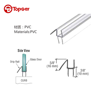 Guarnizione in PVC trasparente per porta <span class=keywords><strong>doccia</strong></span>, aletta doppia spazzata inferiore con coda <span class=keywords><strong>antigoccia</strong></span> - Product Image 2