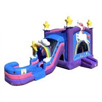 Parc aquatique gonflable 2 voies Unicorn Combo, utilisation humide et sèche, en PVC, capacité supérieure à 10 personnes