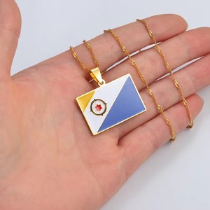 Collar de Cadena de Acero Inoxidable Esmaltado al por Mayor con Colgante de la Isla de Bonaire Bañado en Oro de 18K, Esmalte de las <span class=keywords><strong>Antillas</strong></span> Holandesas - Product Image 4