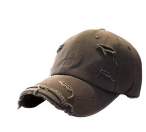Vente en gros de casquettes 6 panneaux en coton de haute qualité avec logo brodé sur mesure chapeaux de papa casquettes de baseball en détresse - Product Image 2