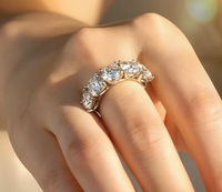 Bague en argent sterling S925 avec cinq pierres en moissanite, coupe ronde, style princesse, sertie sur toute la surface, élégante bague de mariage pour femmes