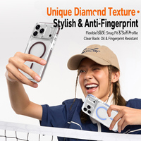 Étui Magnétique Premium pour iPhone 18 17 Pro Max, Dos Transparent Haute Définition, Cadre Bicolore Anti-choc, Coque Texture Diamant