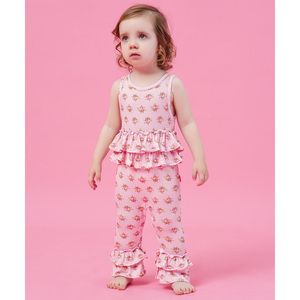 Conjunto de Ropa para Bebés y Niños Pequeños: Romper de Bambú y Pantalones Acampanados, Elegantes Monos y Trajes para Niñas, Ropa de Bebé de Algodón Modal, Vestido Infantil - Product Image 1