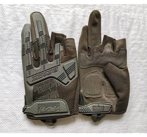 Gants tactiques HBG1001 en tissu tricoté élastique en nylon vert camouflage noir kaki avec points et languettes en silicone pour la protection - Product Image 3