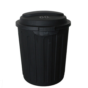 Black 60L Indoor Waste <b>Bin</b> With Flip <b>Lid</b> Cylindrical Household Trash Can - Product Image 4