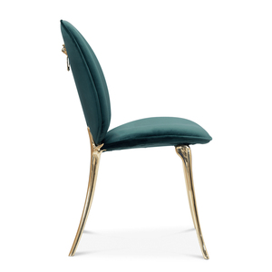 Silla Moderna en Oferta con Acabado en Latón Pulido y Asiento de Terciopelo Inspirada en el Arte Surrealista para Restaurante, Apartamento y Bar en Casa - Product Image 3