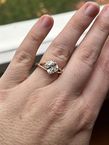 Starsgem 14K oro sólido Lab Grown Gemstone Soliatire Ring Asscher Cut 6X6mm con banda de vástago dividido para fiesta de regalo de boda - Product Image 3