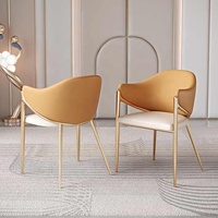 Fauteuil de salle à manger moderne de luxe en acier au carbone métal avec rembourrage en velours chaise d'appoint en bois pour restaurant hôtel salle à manger