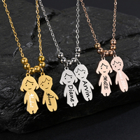 Collier personnalisé en acier inoxydable pour femmes et enfants Pendentif avec plaque signalétique gravée avec chaîne à maillons pour garçons et filles