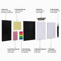 Ensemble de blocs-notes adhésifs en cuir PU avec stylo et clip métallique, blocs-notes portables, cadeau de bureau professionnel