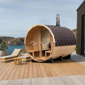 Atractiva y Duradera Sauna Móvil con Estufa, Sauna <span class=keywords><strong>de</strong></span> Barril <span class=keywords><strong>de</strong></span> Madera con Chimenea - Product Image 1